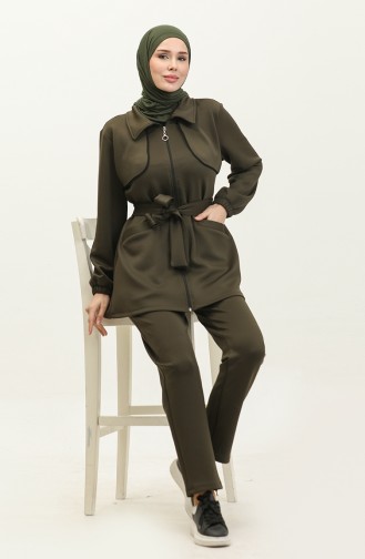 Women`s Piping Detailed Scuba Suit 1305-02 Khaki 1305-02