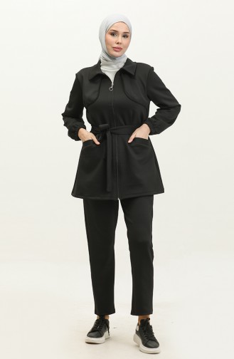 women`s Piping Detailed Scuba Suit 1305-05 Black 1305-05