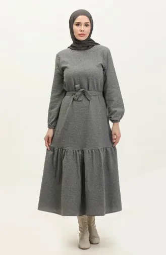 Robe Tweed à Ceinture 0258D-11 Gris 0258D-11