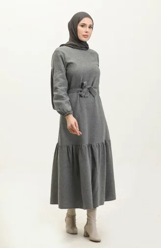 Robe Tweed à Ceinture 0258D-11 Gris 0258D-11