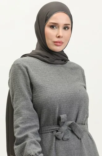 Robe Tweed à Ceinture 0258D-11 Gris 0258D-11