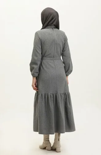 Robe Tweed à Ceinture 0258D-11 Gris 0258D-11