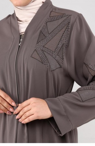 Embroidered Stoned Summer Abaya Abaya Plum 7844.Mürdüm