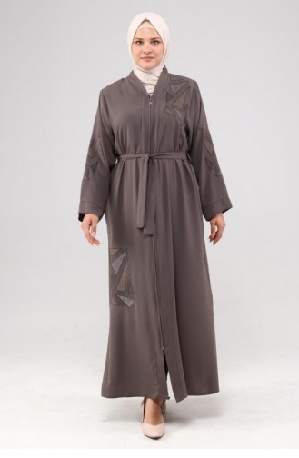 Abaya D`été Brodée Stoned Abaya Prune 7844.Mürdüm