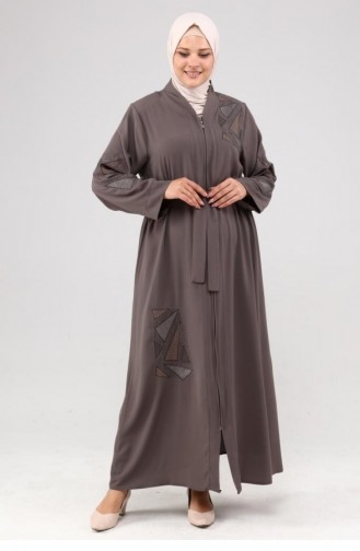 Embroidered Stoned Summer Abaya Abaya Plum 7844.Mürdüm