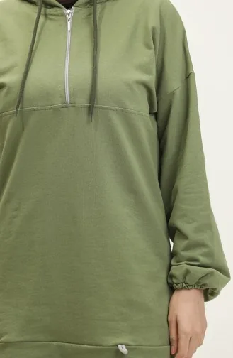 Neon Zipper Hooded Tracksuit Set 2040-04 Light Khaki Green 2040-04