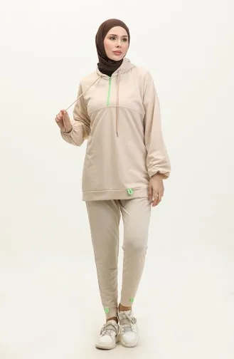 Neon Trainingspak Met Capuchon En Ritssluiting 2040-02 Crème 2040-02