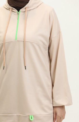 طقم رياضي بسحاب بقبعة 2040-02 كريمي  2040-02