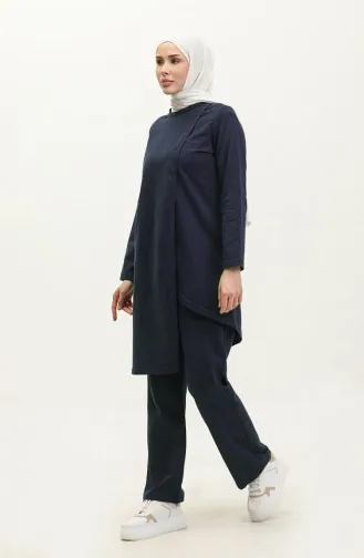Survêtement Deux Fils Coupe Asymétrique 03076-01 Bleu Marine 03076-01