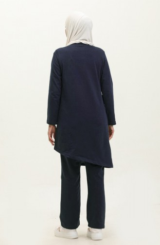 Asymmetrical Cut Two Thread Tracksuit 03076-01 Navy Blue 03076-01