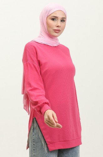 Chain Detailed Tunic 20002-10 Fuchsia 20002-10