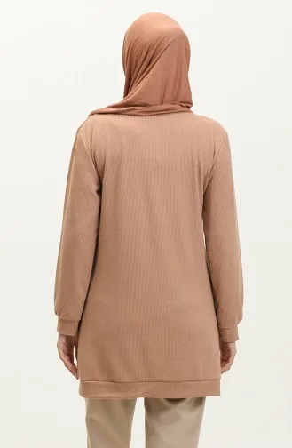 Tunique Détail Chaine Tissu Torsadé 20032-02 Beige Foncé 20032-02