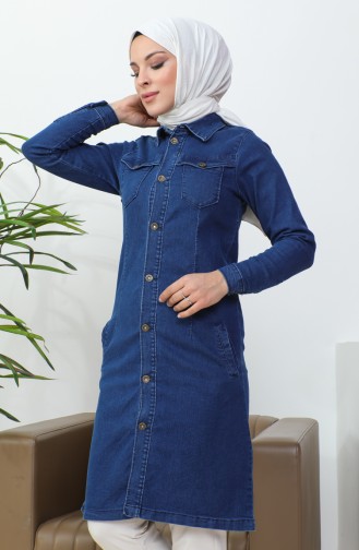 Long Denim Jacket 36001-02 Dark Blue 36001-02