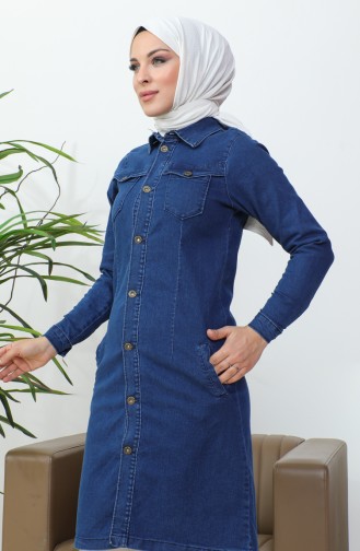 Long Denim Jacket 36001-02 Dark Blue 36001-02