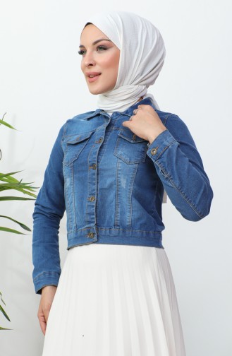 Geknöpfte Bolero-Jeansjacke 37001-01 Jeansblau 37001-01