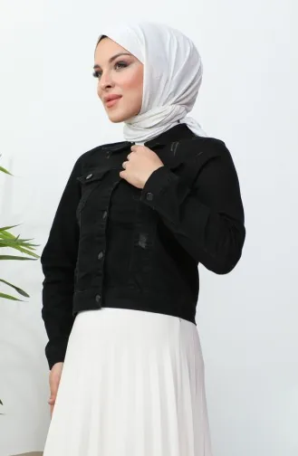 جاكيت دنيم قصيربأزرار 37001-03 أسود 37001-03