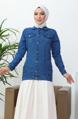 Buttoned Pocket Denim Jacket 38001-01 Denim Blue 38001-01