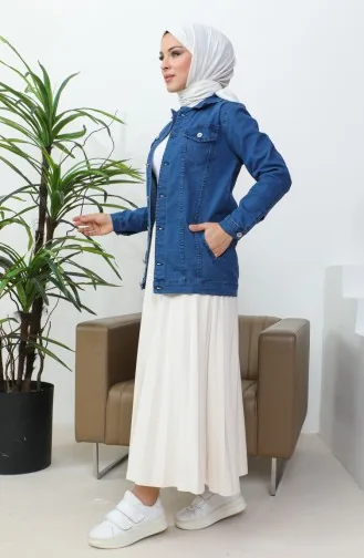 Jeansjacke Mit Geknöpften Taschen 38001-01 Denimblau 38001-01