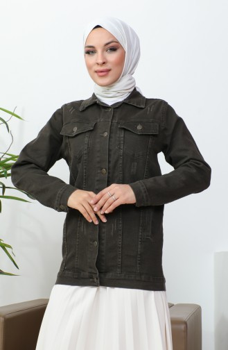 Buttoned Pocket Denim Jacket  38001-04 Brown 38001-04