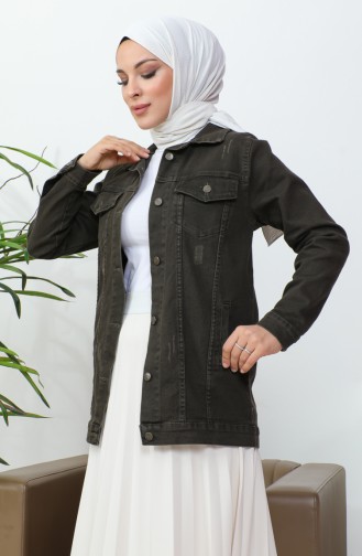 Buttoned Pocket Denim Jacket  38001-04 Brown 38001-04