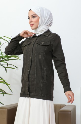Buttoned Pocket Denim Jacket  38001-04 Brown 38001-04