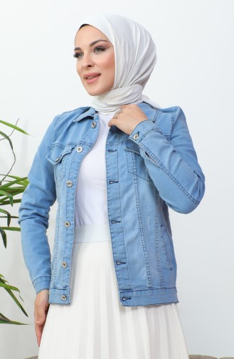 Veste Jean Effet Déchiré 39001-01 Bleu Glace 39001-01