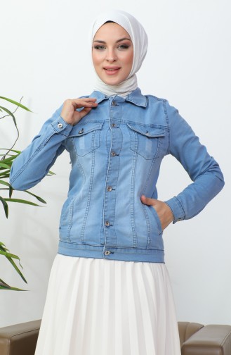 Veste Jean Effet Déchiré 39001-01 Bleu Glace 39001-01