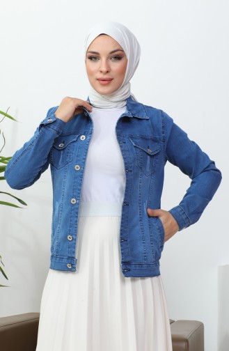 Veste En Jean Effet Déchiré 39001-03 Bleu Jean 39001-03