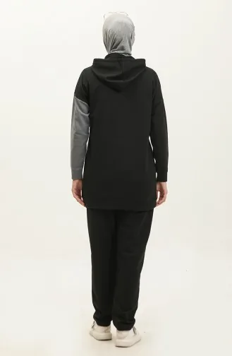 Survêtement A Capuche Garni De Couleurs 3013-01 Noir 3013-01
