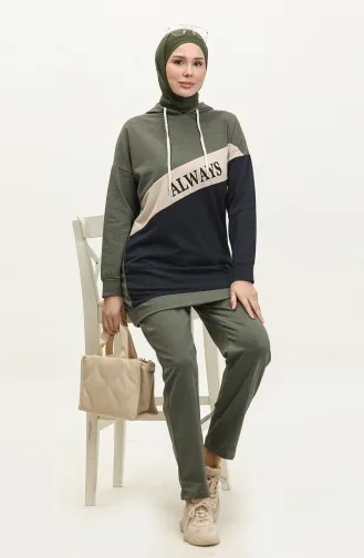 Survêtement A Capuche Garni De Couleurs 3013-05 Khaki 3013-05