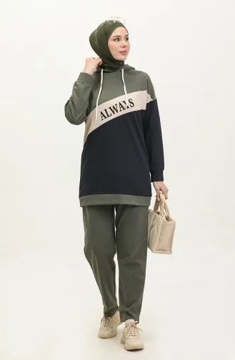 Survêtement A Capuche Garni De Couleurs 3013-05 Khaki 3013-05