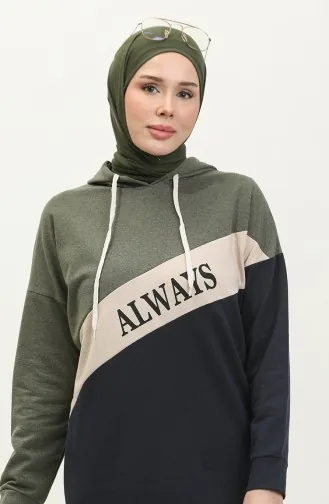 Survêtement A Capuche Garni De Couleurs 3013-05 Khaki 3013-05