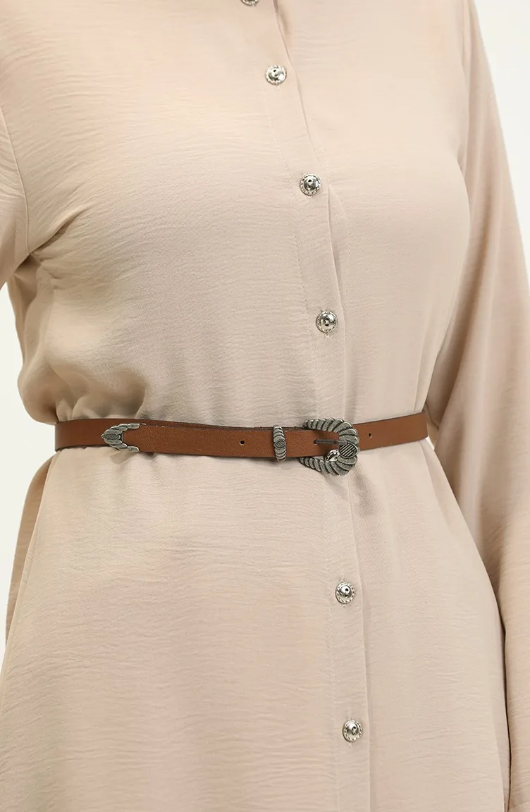 Tankleurige Damesriem Met Metalen Gesp 005-01 Tan 005-01