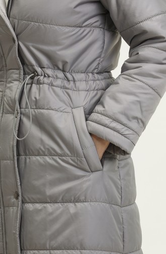 Hooded Pocket Quilted Coat 15177-02 Gray 15177-02