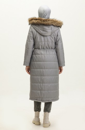 Hooded Pocket Quilted Coat 15177-02 Gray 15177-02