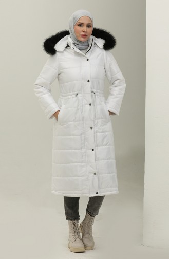 Hooded Pocket Quilted Coat 15177-03 white 15177-03