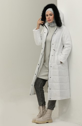 Hooded Pocket Quilted Coat 15177-03 white 15177-03
