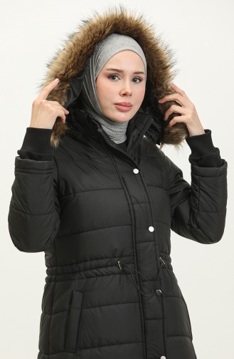 Hooded Pocket Quilted Coat 15177-04 Black 15177-04