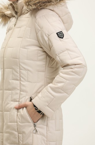 Hooded Short Quilted Coat 5204-01 Beige 5204-01