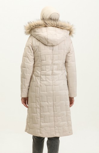 Manteau Matelassé Court à Capuche 5204-01 Beige 5204-01