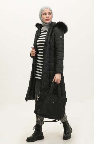 Hooded Short quilted Coat 5204-02 Black 5204-02
