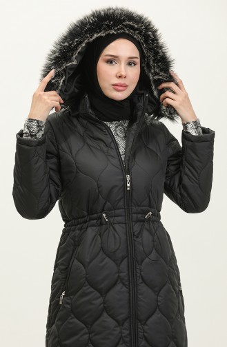 Zippered Quilted Coat 5211-01 Black 5211-01