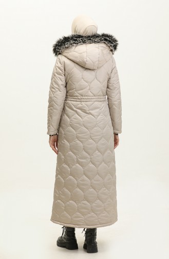 Zippered Quilted Coat 5211-02 Beige 5211-02