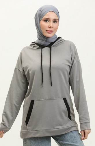 Women`s Double Color Garnished Sweat Brc1703 1703-05 Gray 1703-05