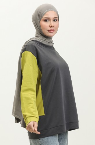 women`s Two-color Sweatshirt 1701-01 Pistachio Green 1701-01