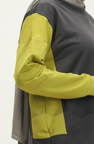 Kadın Çift Renkli Sweatshirt 1701-01 Fıstık Yeşili