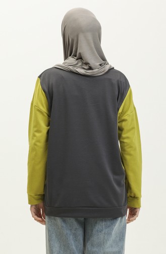 Kadın Çift Renkli Sweatshirt 1701-01 Fıstık Yeşili