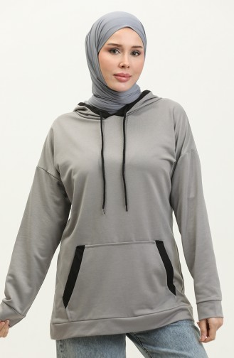 Sweat Femme Garni Double Couleur 1703-01 Gris 1703-01