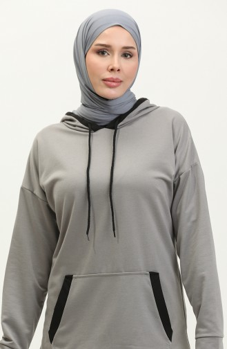 Sweat Femme Garni Double Couleur 1703-01 Gris 1703-01