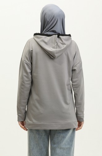 Kadın Çift Renk Garnili Sweat shirt 1703-01 Gri